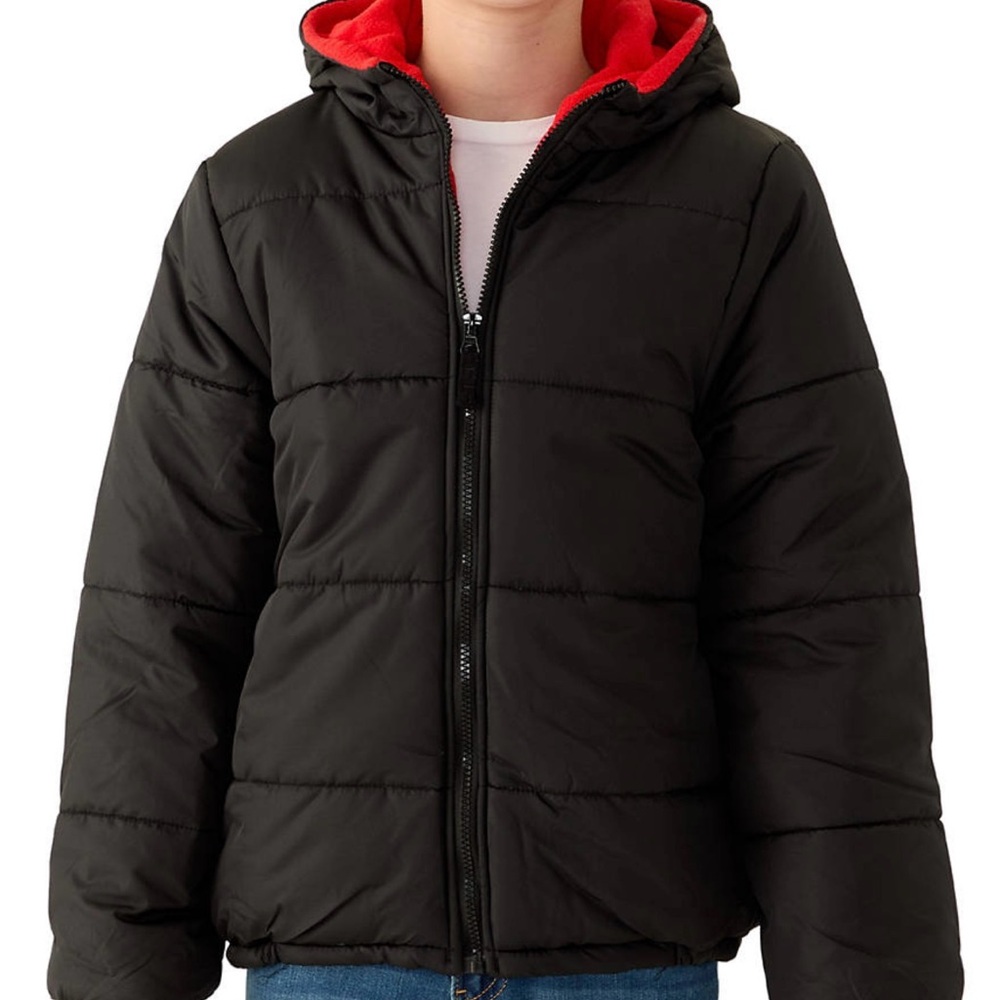 London Fog Kids Puffer Coat  With Hood,  Color-Black Size Small (8)